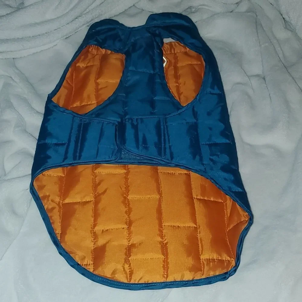 KURGO Aqua Turquoise & Orange Quilted Puffer Vest / Dog Jacket M - Reversible